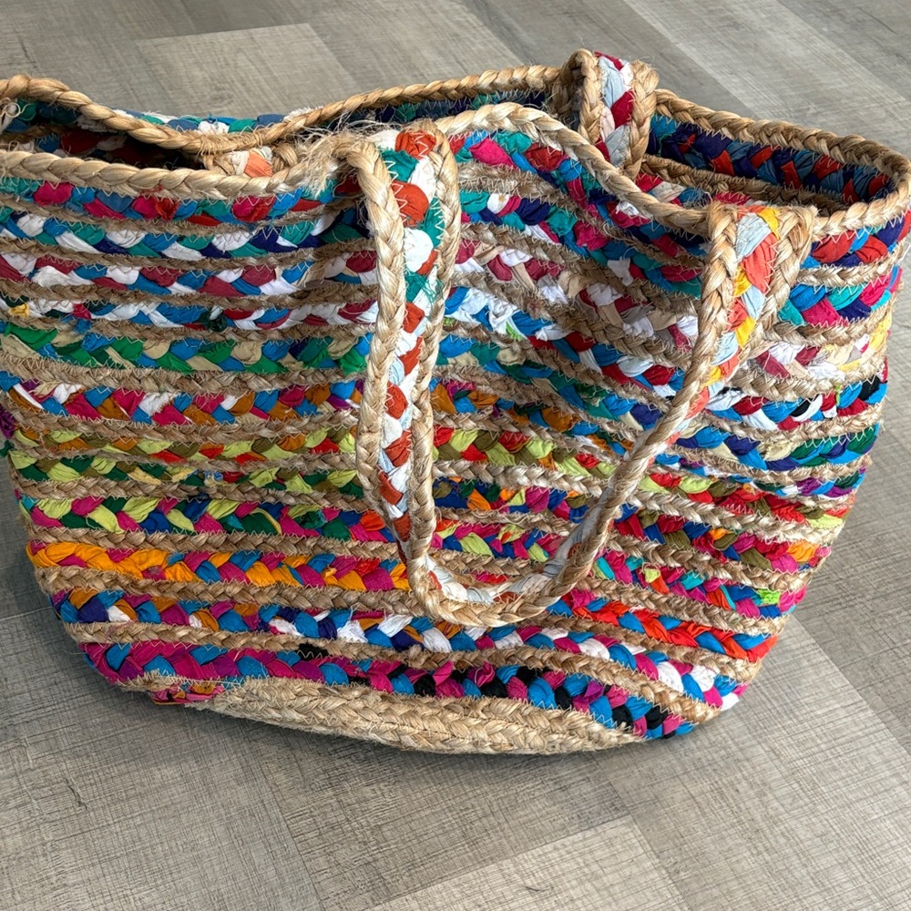 Colorful Oversized Woven Tote Bag